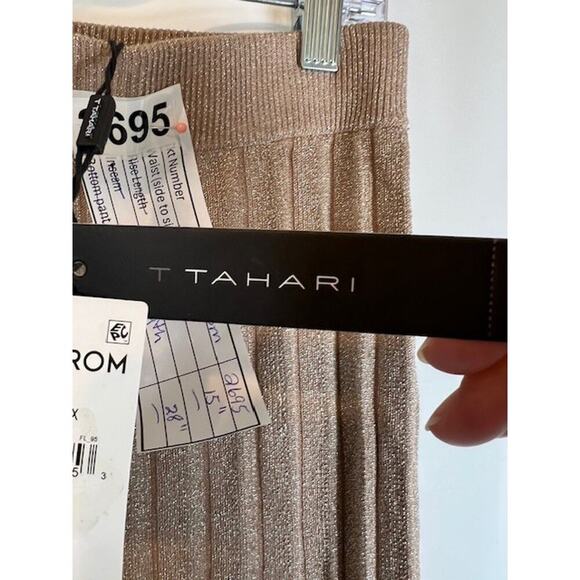 NWT Tahari Gold Metallic Pleated Midi Skirt Size S - Picture 8 of 9